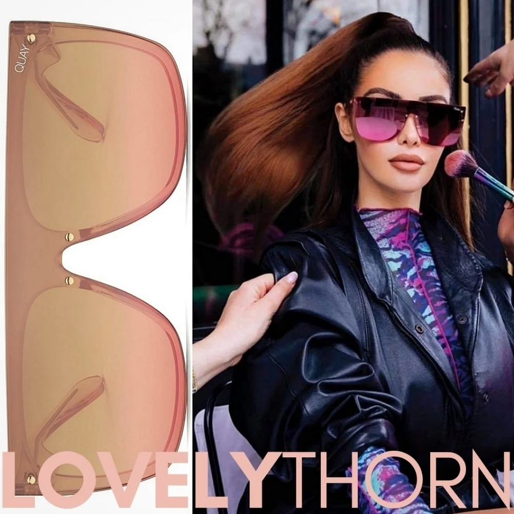 QUAY //  ltd ed nabilla collab rare pink brown mirrored shield sunglasses